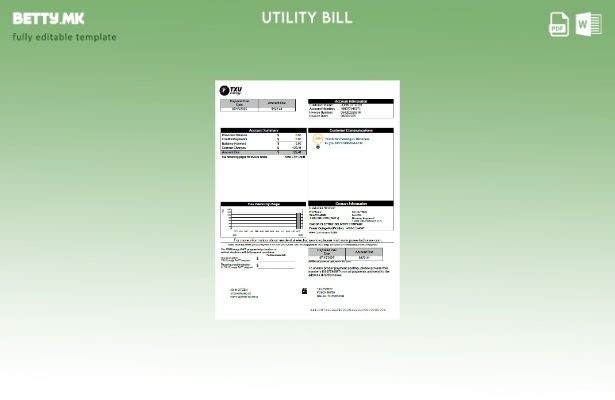 модерен стил USA TXU Енергетска сметка за комунални услуги, шаблон за верзија